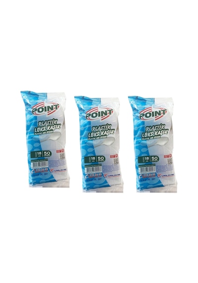 Point Plastik Lüx Şeffaf Kaşık - 18 Cm. - 3.2 Gr. - 50 Adetlik 3 Paket