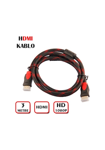 3 Metre Kaliteli Örgülü Hdmi Kablo 3 Mt Hdmi Kablo