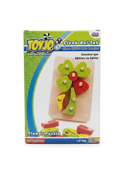 Ahşap Çiçek Bul-tak Eğitici Puzzle 22 Parça