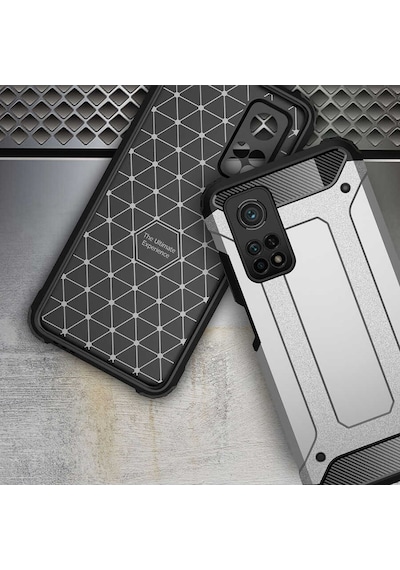 Noktaks - Xiaomi Uyumlu Xiaomi Mi 10t Pro 5g - Kılıf Çift Katman Zırh Tank Crash Military Kapak - Rose Gold