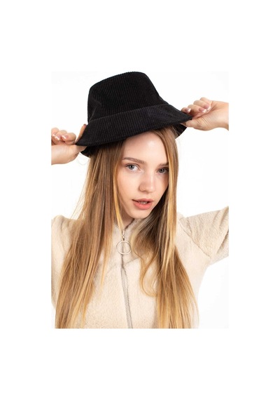 Ladycolor Şapka Kadife Bucket Siyah
