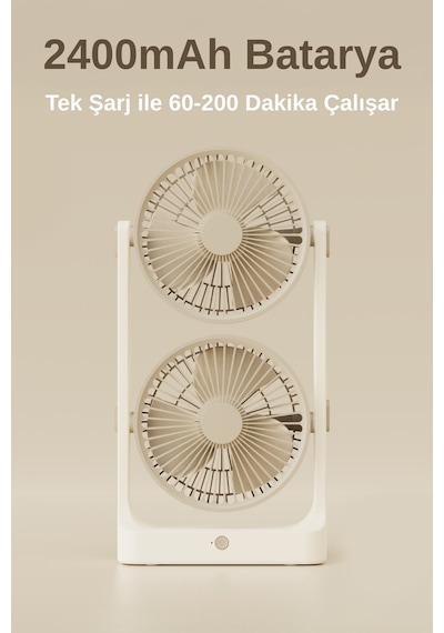 Masaüstü Usb Şarjlı 180 Dönebilen 2 Pervaneli 5 Kademe Fan Vantilatör Soğutucu Ys2546