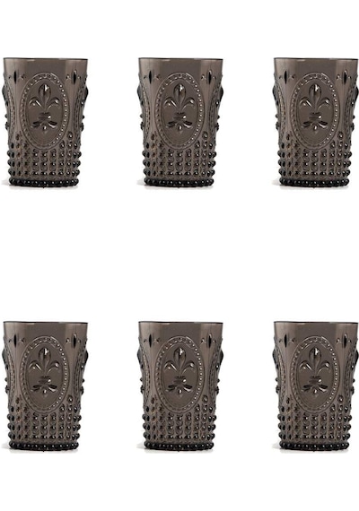 Akrilik Füme 6'lı Kısa Bardak & Su Meşrubat Kahve Yanı Bardağı 400 ml ( Cam Değildir )