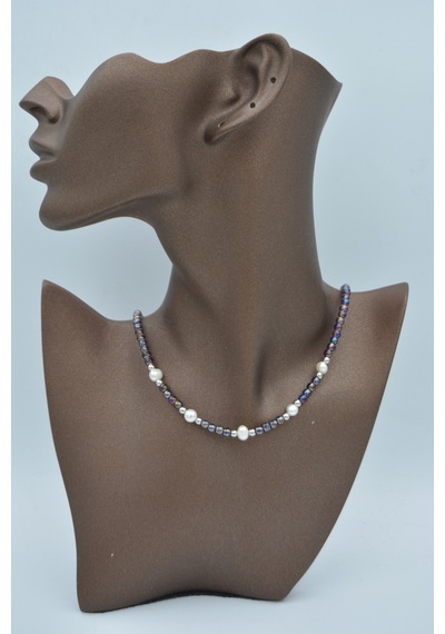 Stoneage Kristal Ve Gerçek Incili Kolye Bronz