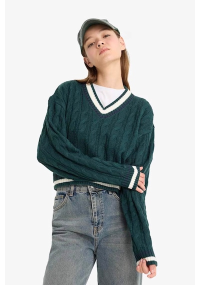 Defacto Coool Regular Fit V Yaka Kazak C7321ax25wngn744 Yeşil