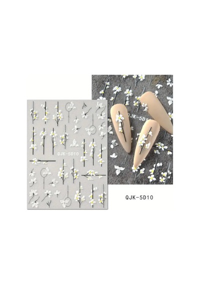 Nailist Flower - Çiçek Figürlü Renkli Çiçekli Tasarım Yapışkan Tırnak Sticker Nail Art Dövme Seti 23526395