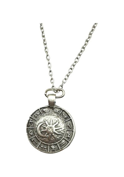 Güneş Ve Ay Figürlü 12 Burç Unisex Kolye Astroloji Ve Mistik Tasarım Çok renkli