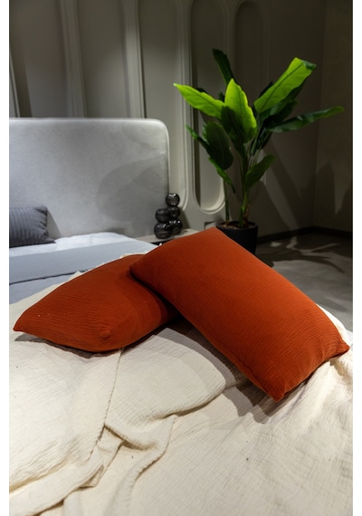 Kiremit 4 Katlı Müslin Yastık Kılıfı 50x70cm 2adet
