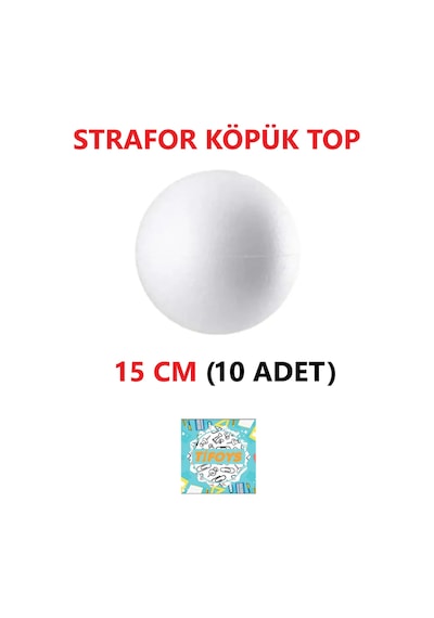Strafor Köpük Top Küre Top Beyaz - 15 Cm - 10 Adet