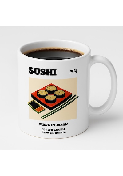 Japon Esintisi Seramik Kupa Beyaz - Çok Renkli