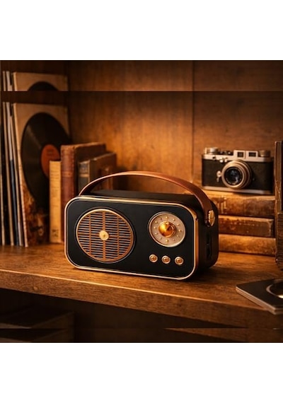Nostaljik Bluetooth Hoparlör Retro Tasarım 5w Güçlü Ses, Usb Ve Tf Kart Destekli Taşınabilir Mini Hoparlör 1200mah Batarya Vintage Speaker