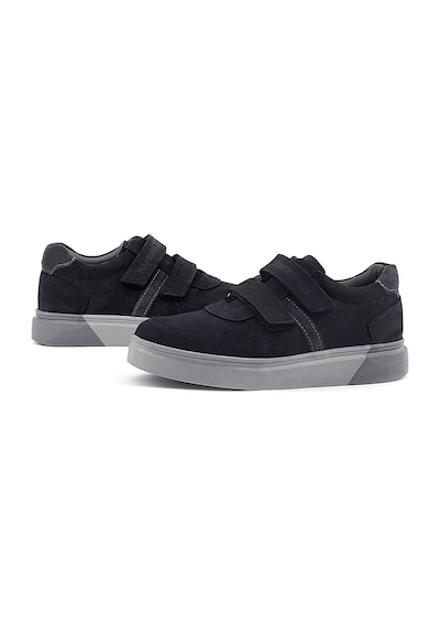 Rakerplus Hakiki Deri Siyah Nubuk Gri Cırtlı Erkek Çocuk Sneaker Siyah