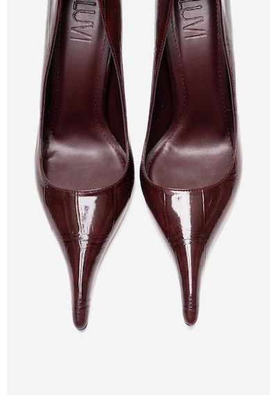 Luvishoes Luce Bordo Baskılı Sivri Burunlu Kadın Topuklu Ayakkabı Bordo
