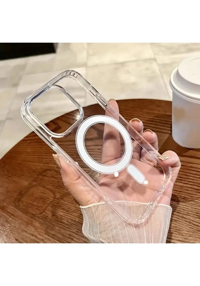 Apple Uyumlu iPhone 15 Pro Kılıf Magsafe Ve Şeffaf Lens Koruyuculu Gri