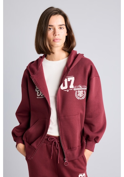 Defacto Harry Potter Gryffindor Baskılı Kapüşonlu Oversize Fermuarlı Kalın Hırka Sweatshirt I3023ax26aubr98 Bordo-br98