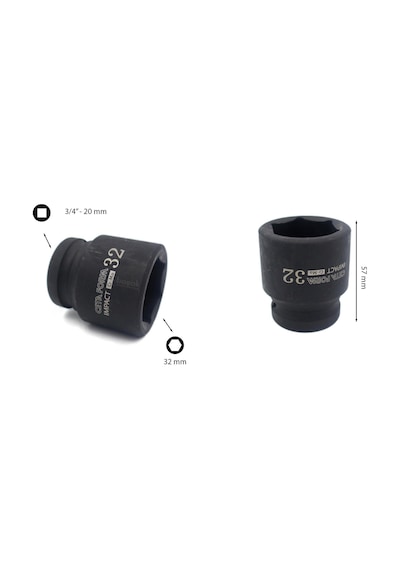 Ceta Form 32 mm 3/4” 6 Köşe Havalı Lokma Anahtar C72-H32
