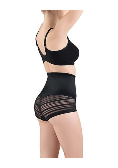 Blackspade Kadın Yüksek Bel Slip Korse Body Cotrol - Tül Detaylı Ten-parlak Siyah