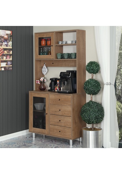 Pasific Home Grano Kahve Köşesi Çok Amaçlı Kiler Dolabı, 96 cm, Koyu Meşe