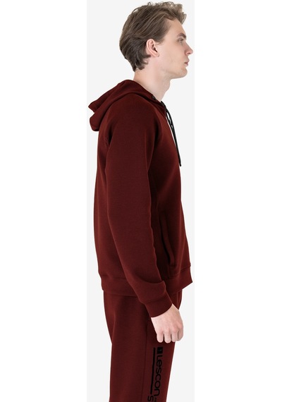 Lescon Bordo Erkek Fermuarlı Kapüşonlu Sweatshirt 23n-1121