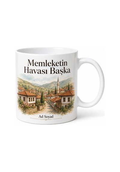 Memleketin Havası Başka Yazılı Kupa Bardak Memleket Hediye Baskılı Kupa Beyaz