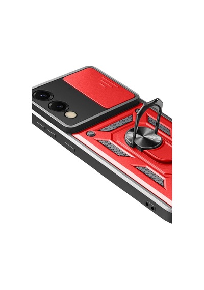 Samsung Galaxy S25 Edge Pars Lens Yüzüklü Silikon - Kırmızı