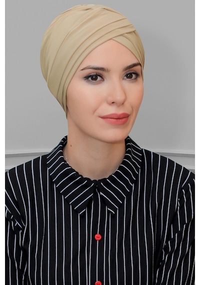 Hürrem Bone Bej Pratik Hazır Geçmeli Tesettür Bone Sandy Kumaş Üç Çapraz 1803 Bej Hürrem Bone Bej Pratik Hazır Geçmeli Tesettür Bone Sandy Kumaş Üç Çapraz 1803 Bej