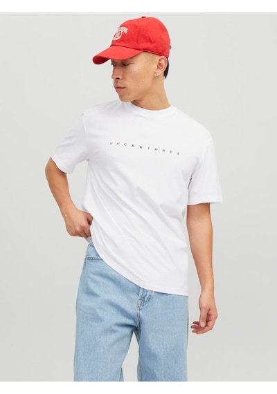 Jack & Jones Jack&jones Star Erkek Beyaz Yuvarlak Yaka Tişört 12234746-WHT Beyaz