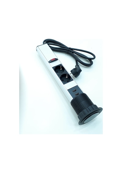 Masa Üstü Priz Bas Aç Tezgah Dolap Gizli Priz 2 Usb 2 220V Pop Up