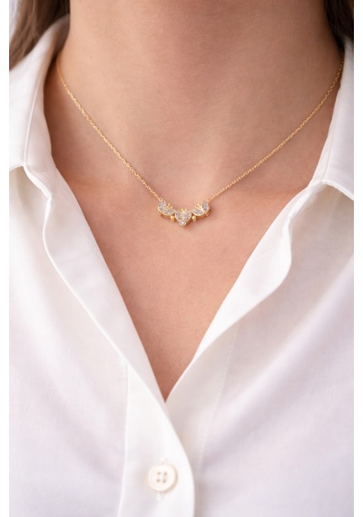 Çekirdekjewelry 925 Ayar Gümüş Altın Kaplama Çiçek Model Zirkon Taşlı Kadın Kolye Özel Işıklı Hediye Kutusunda Sarı