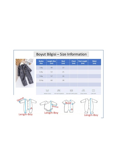 Babymod Esnek Erkek Bebek Kot Tulum 100% Cotton mavi