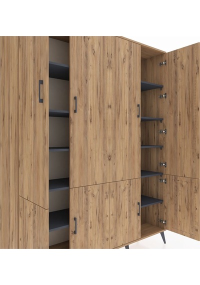 Hyperion Gardrop 10 Raflı 8 Kapaklı 176x44x221 Çam-çam/antrasit Çam/antrasit Hyperion Gardrop 10 Raflı 8 Kapaklı 176x44x221 Çam-çam/antrasit Çam/antrasit