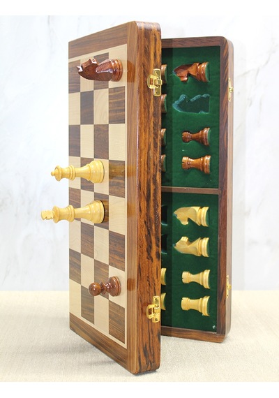 Mıknatıs Taşlı Ahşap Katlanabilir Kutulu Satranç Oyunu 40 Cm 33066110