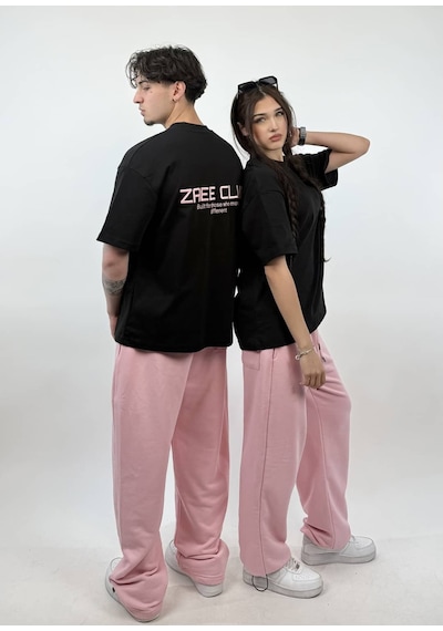 Zaee Club Nakışlı Oversize Unisex T-shirt Siyah