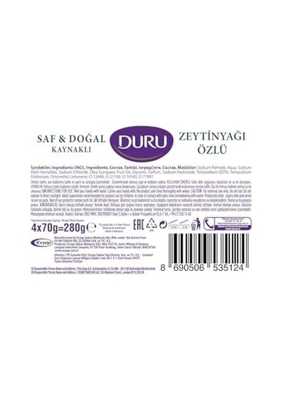 Saf&dogal Zeytinyağlı Sabun, 70 Gramx4