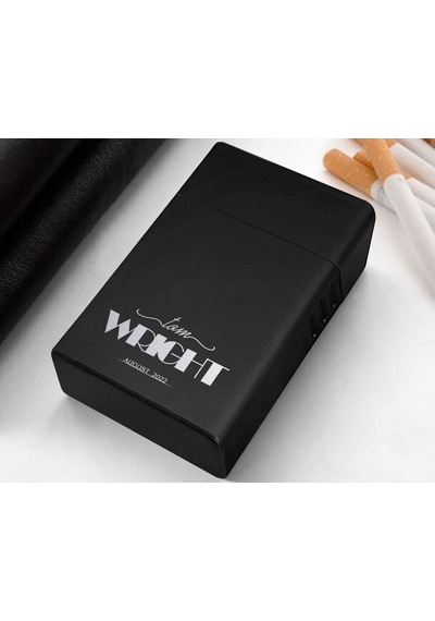 Bk Gift Kişiye Özel İsimli Tarihli Siyah Metal Sigara Tabakası 12