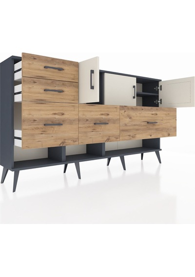 Arges Konsol 3 Raflı 5 Çekmeceli 3 Kapaklı 176x30x99 Antrasit-aytaşı/çam Aytası/atlas Çam - Antrasıt Arges Konsol 3 Raflı 5 Çekmeceli 3 Kapaklı 176x30x99 Antrasit-aytaşı/çam Aytası/atlas Çam - Antrasıt