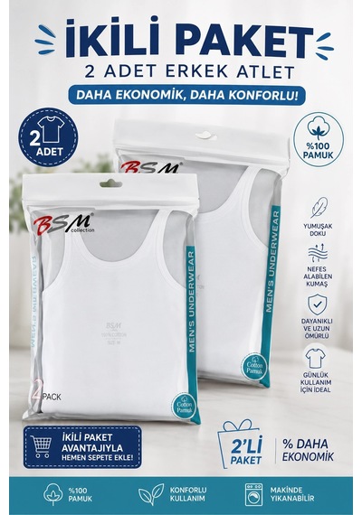Alfa Aksesuar 03 Bsm Erkek 2 Li Atlet 11033 Beyaz