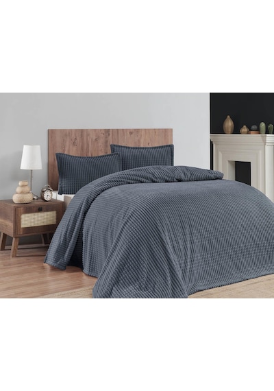 Merinos Modern Line 3 Parça Çift Kişilik Battaniye Seti Kutulu 220x240 Ocean Mavi