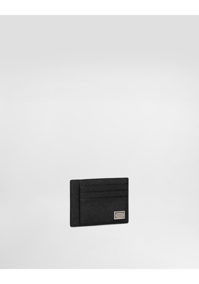 Dolce & Gabbana Dauphine-print Calfskin Card Holder Siyah