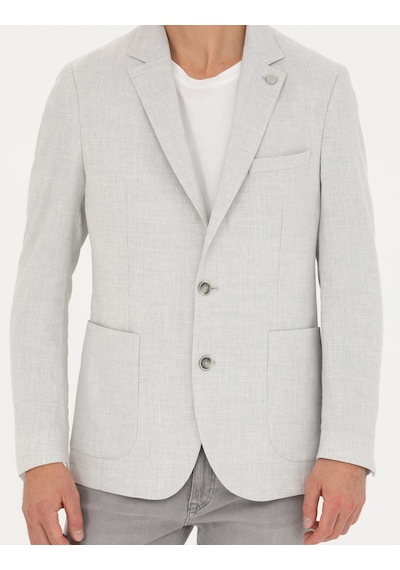Pierre Cardin Açık Gri Ex. Slim Fit Keten Karışımlı Ceket 50285142-vr001