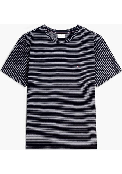 Tommy Hilfiger Ess Seasonal Reg Fıt Strıpe Tee Erkek Mavi T-shirt - Mw0mw40923