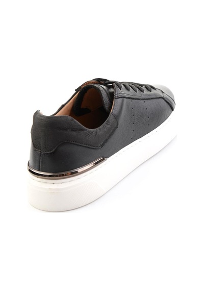 Siyah Hakiki Deri Erkek Sneaker E01595327543 Siyah
