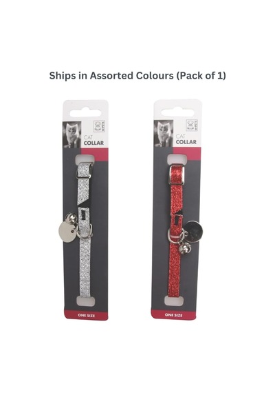 Glıtter Simli Zilli Kedi Boyun Tasması Silver/red