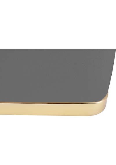 Zengo Gold Twin Line Kare Puf -gri Kumaş, Dekoratif Makyaj Masası Pufu-modern Style