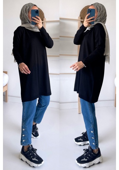 Kahijab Basic Merserize Tunik - Siyah