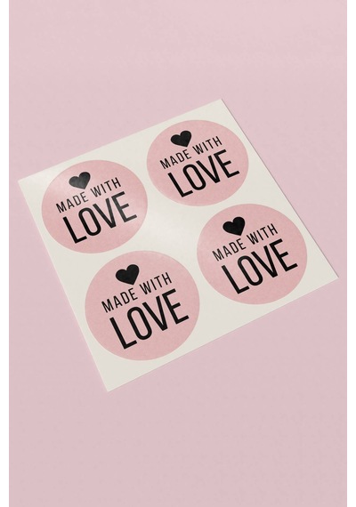 Pembe Kalpli Love Kargo Sticker 3x3cm St2176 Çok Renkli