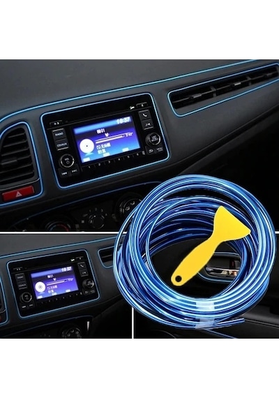 Fiat Linea Araç Içi Nikelaj Mavi 2 Metre Torpido Ip Trim Fitili