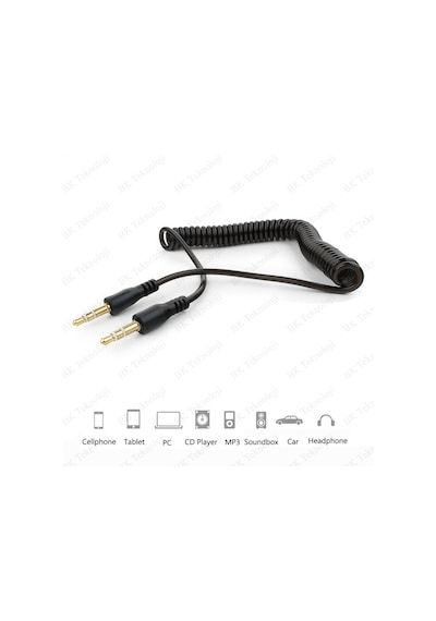 3.5Mm Stereo Spiral Tasarım Araç Içi Aux Ses Aktarım Kablosu
