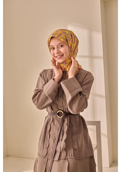 Silk Home Soft Eşarp 73091-37 Vizon, Haki, Turuncu, Sarı