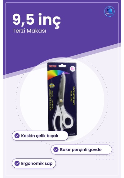 Terzi Makas 9,5 İnç Şeffaf Saplı Keskin Bıçaklı Kumaş Kesme Dikiş